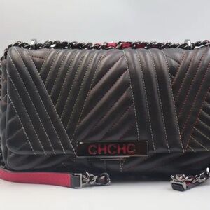 Carolina Herrera Women’s CH Small Black Leather Crossbody Purse